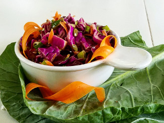 A bowl of Red Cabbage Slaw with Coriander Vinaigrette