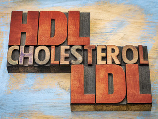 A sign that says HDL, LDL, and Cholesterol.